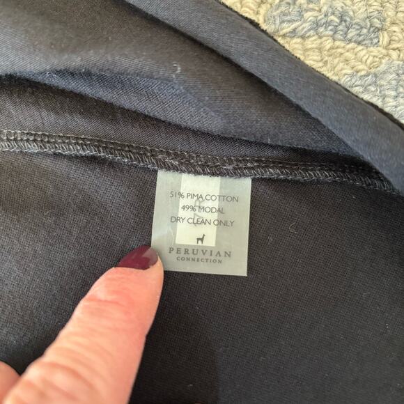 Peruvian Connection Black Long Sleeve Origami Stretch Midi Dress M - Picture 3 of 12